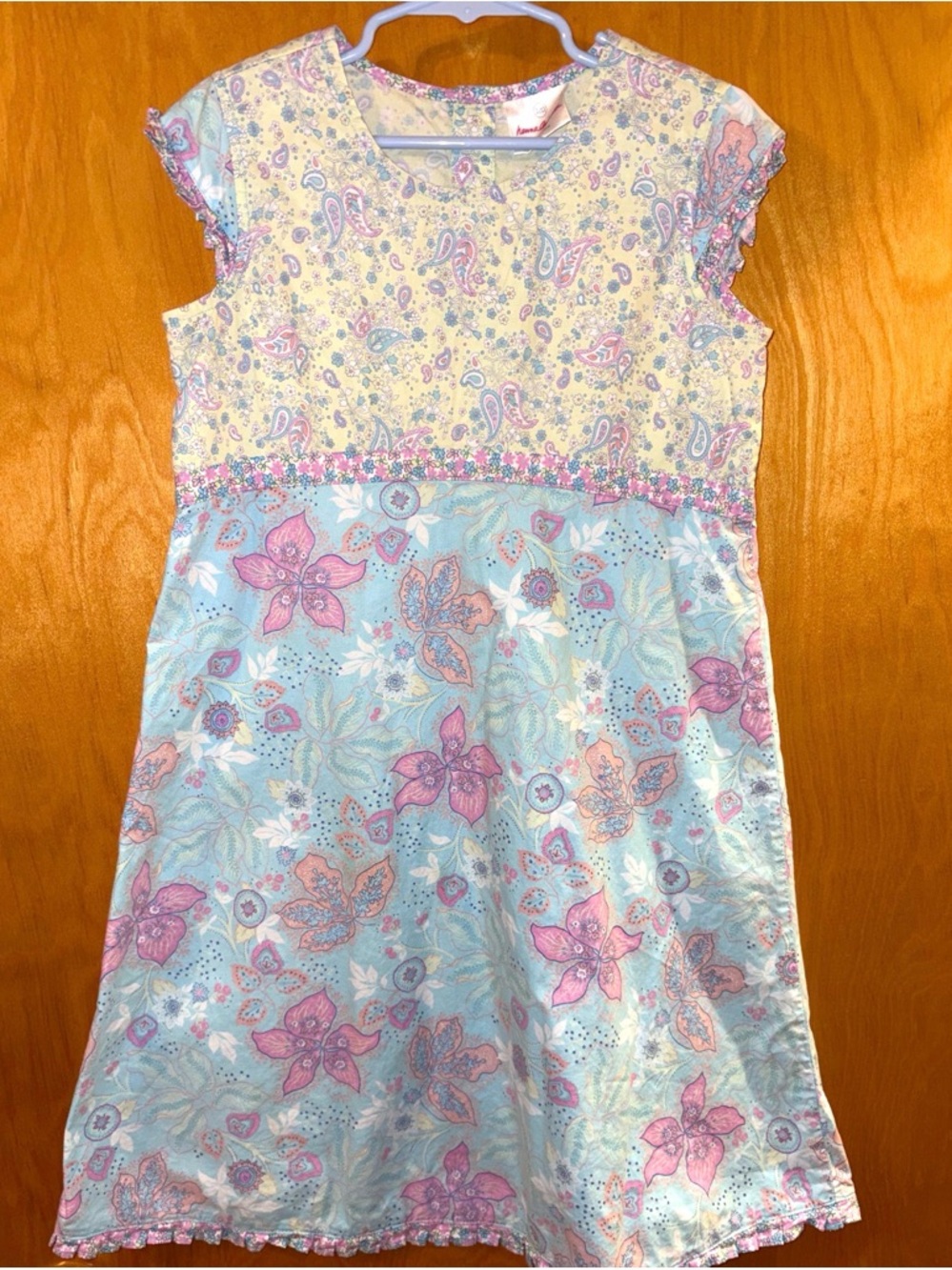 Hanna Andersson Cotton Poplin Pastel Floral A-line Dress with Paisley Bodice 120